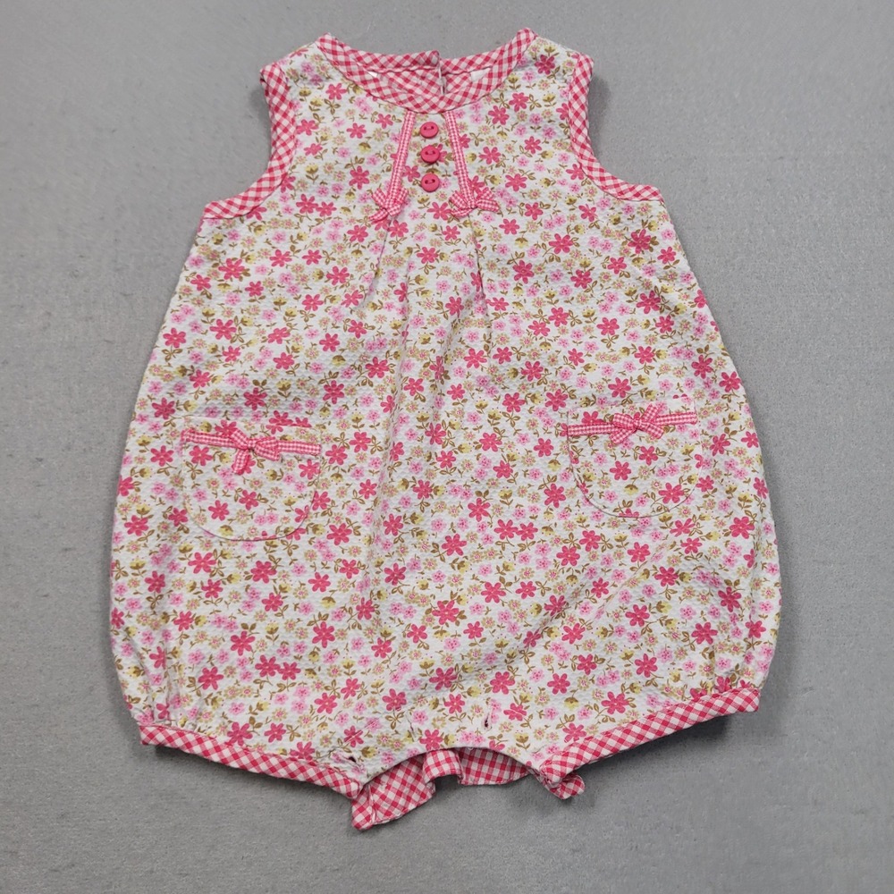 Sarah Louise England Baby Girls Floral Gingham Bubble Romper Pink 3 Months